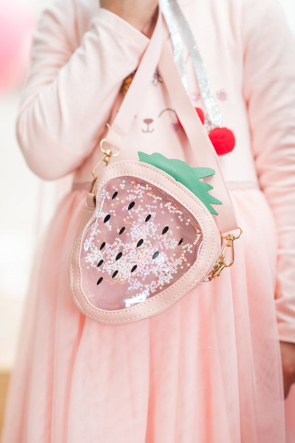 Strawberry Glitter Handbag, pink