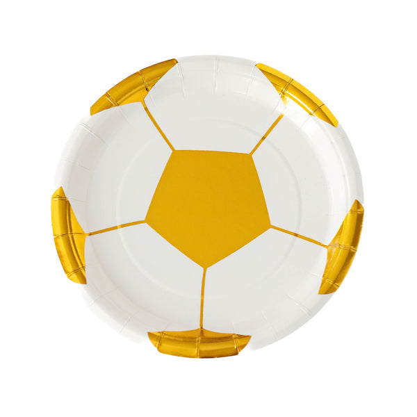 Soccer Themed Plates, Gold (set of 8)