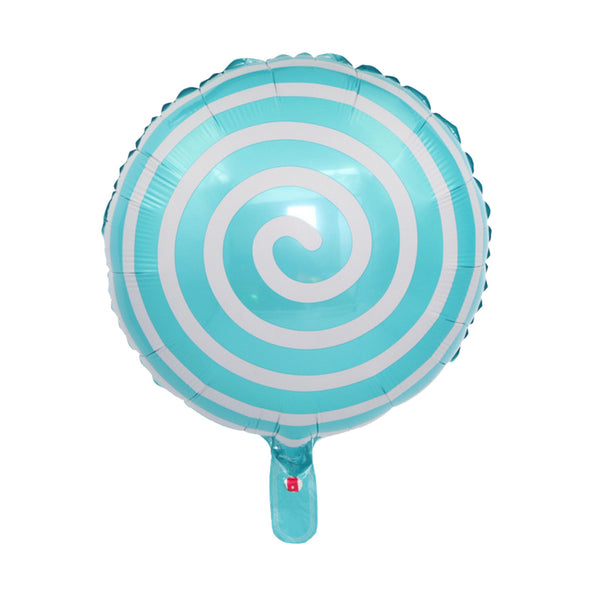 Round Candy Shaped Foil Balloon, Blue Spiral