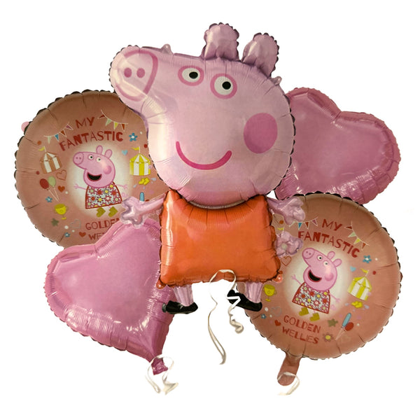 Piggy Peppa Shaped Foil Balloon (set of 5)