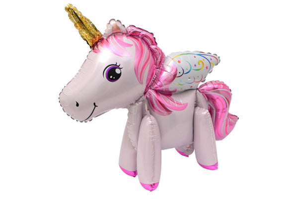 3D Unicorn Pony Foil Balloon, White