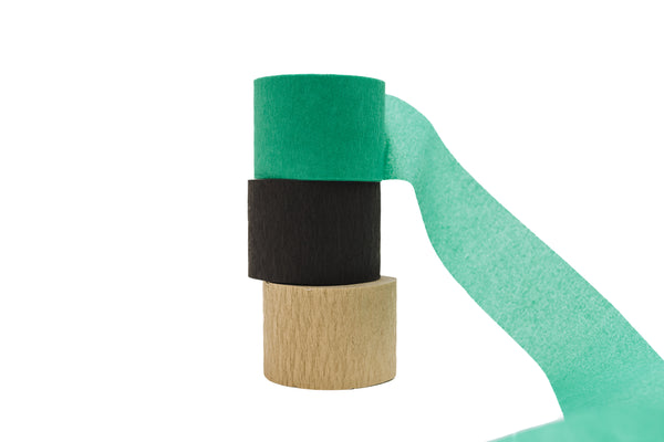 Green, Gold and Black Crepe Paper Streamers